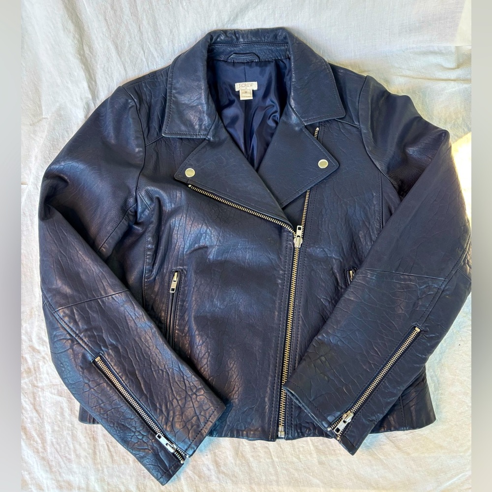 J. Crew Women's Navy Leather Jacket